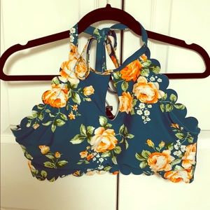 Floral Teal Bathing Suit Bikini